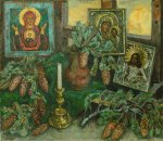 В мастерской художника (Спасенные святыни) - 1995, 100х84, холст, масло, цена договорная.